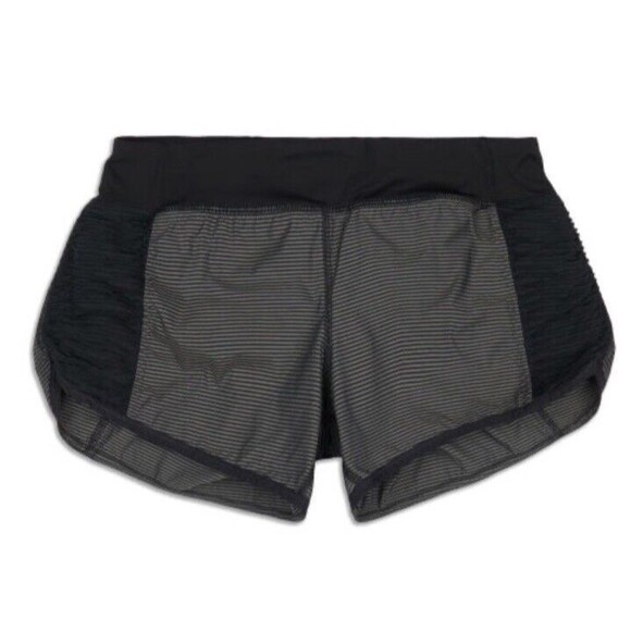 VGUC LULULEMON Run SHORTS SZ 6 Black GRAY SIDE RUCHING - Picture 1 of 15